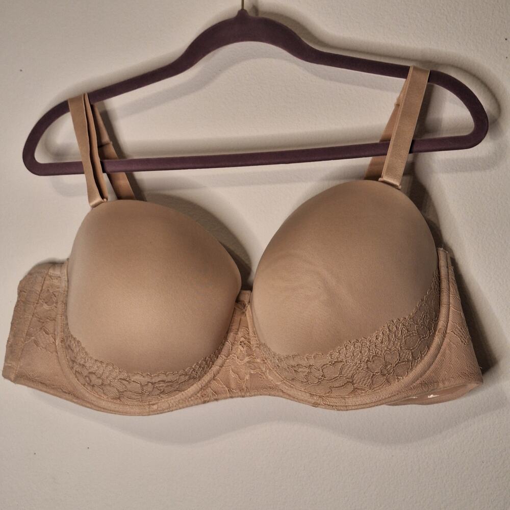 Torrid 46D Bombshell Everyday Strapless light nude cream Push-Up Bra - Picture 2 of 6